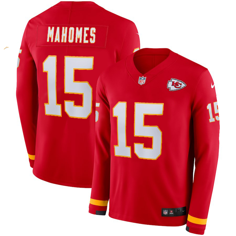 Men Kansas City Chiefs #15 Mahomes red Limited NFL Nike Therma Long Sleeve Jersey->kansas city chiefs->NFL Jersey